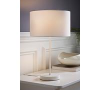 Charlie White Metal Single Stem Table Lamp with Fabric Drum Lamp Shade ValueLights White One Size