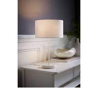 Charlie White Metal Single Stem Table Lamp with Fabric Drum Lamp Shade ValueLights White One Size