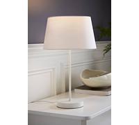 ValueLights Charlie White Stem Table Lamp and White Tapered Lamp Shade