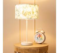 Charlie White Metal Single Stem Table Lamp with Jungle Lamp Shade and LED Bulb ValueLights Multi One Size