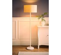 ValueLights Charlie Natural Drum Shade White Stem Floor Lamp & Bulb