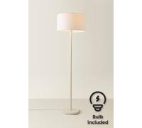Valuelights Charles White Floor Lamp With Drum Shade And Bulb