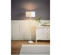 ValueLights Charlie White Drum Shade White Stem Floor Lamp & Bulb