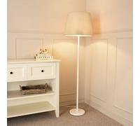 Charlie White Single Stem Floor Lamp with Fabric Tapered Shade and LED Bulb ValueLights Beige One Size