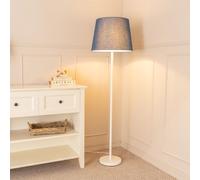 Charlie White Single Stem Floor Lamp with Fabric Tapered Shade and LED Bulb ValueLights Navy One Size