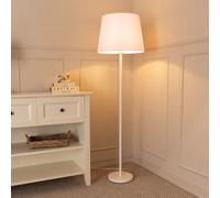 ValueLights | White Metal Single Stem Floor Lamp with Pink Tapered Lampshade for Living Room Lounge | Floor Lamps, Home Décor & Improvement Essential | Included LED Bulb