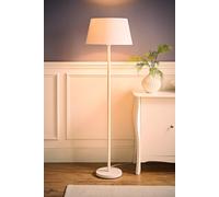 ValueLights | White Metal Single Stem Floor Lamp with White Tapered Lampshade for Living Room Lounge | Floor Lamps, Home Décor & Improvement Essential | Included LED Bulb