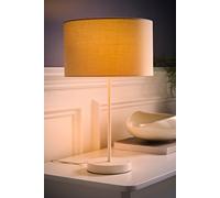 ValueLights Charlie White Single Stem Table Lamp with Fabric Drum Lamp Shade & LED Bulb in Natural ValueLights Natural