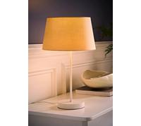 ValueLights Charlie White Single Stem Table Lamp with Fabric Tapered Lamp Shade & LED Bulb in Beige ValueLights Beige