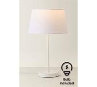 Charlie White Single Stem Table Lamp with Fabric Tapered Lamp Shade and LED Bulb ValueLights White One Size