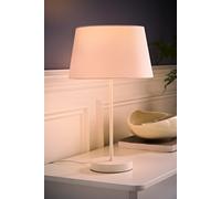 Charlie White Single Stem Table Lamp with Fabric Tapered Lamp Shade and LED Bulb ValueLights White One Size
