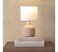 ValueLights Chelsea Linen Shade Sandblast Natural Ceramic Table Lamp