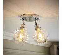 ValueLights | Cheltenham Chrome 2 Way Ribbed Glass Adjustable Spotlight Flush Ceiling Light | Ceiling Lights, Home Décor & Improvement Essential