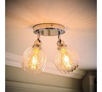 ValueLights | Cheltenham Chrome 2 Way Ribbed Glass Adjustable Spotlight Flush Ceiling Light and Bulb | Ceiling Lights, Home Décor & Improvement Essential