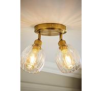 ValueLights | Cheltenham Brushed Gold 2 Way Ribbed Glass Adjustable Spotlight Flush Ceiling Light | Ceiling Lights, Home Décor & Improvement Essential