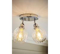 ValueLights | Cheltenham Chrome 2 Way Ribbed Glass Adjustable Spotlight Flush Ceiling Light | Ceiling Lights, Home Décor & Improvement Essential