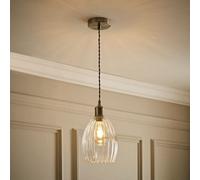 ValueLights | Cheltenham Brushed Chrome Clear Ribbed Glass Dome Pendant Ceiling Light | Ceiling Lights, Home Décor & Improvement Essential | Mains Wired