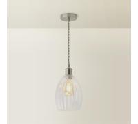 ValueLights | Cheltenham Brushed Chrome Clear Ribbed Glass Dome Pendant Ceiling Light with Bulb | Ceiling Lights, Home Décor & Improvement Essential