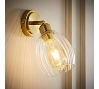 Valuelights Cheltenham Brushed Gold Adjustable Wall Spotlight With Ribbed Shade