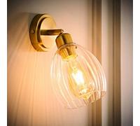 ValueLights | Cheltenham Brushed Gold Ribbed Glass Dome Adjustable Spotlight Wall Light and Bulb | Wall Lights, Home Décor & Improvement Essential