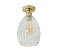 ValueLights | Cheltenham Brushed Gold Clear Ribbed Glass Dome Flush Ceiling Light | Ceiling Lights, Home Décor & Improvement Essential