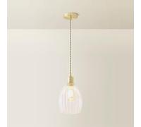 ValueLights | Cheltenham Brushed Gold Clear Ribbed Glass Dome Pendant Ceiling Light | Ceiling Lights, Home Décor & Improvement Essential