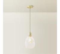 ValueLights | Cheltenham Brushed Gold Clear Ribbed Glass Dome Pendant Ceiling Light with Bulb | Ceiling Lights, Home Décor & Improvement Essential