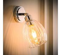 ValueLights | Cheltenham Chrome Ribbed Glass Dome Adjustable Spotlight Wall Light and Bulb | Wall Lights, Home Décor & Improvement Essential