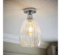ValueLights | Cheltenham Polished Chrome Clear Ribbed Glass Dome Flush Ceiling Light | Ceiling Lights, Home Décor & Improvement Essential