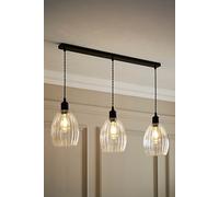 ValueLights | Cheltenham Matte Black Clear Ribbed Glass 3 Drop Bar Diner Ceiling Light | Ceiling Lights, Home Décor & Improvement Essential