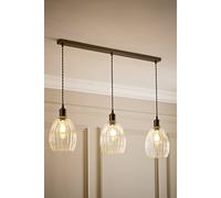 ValueLights Cheltenham Clear Ribbed Glass Dome 3 Drop Bar Diner Ceiling Light in Bronze ValueLights Bronze