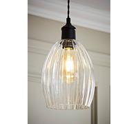 Valuelights Cheltenham Clear Ribbed Glass Dome Easy Fit Lamp Shade Clear