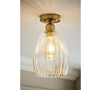 ValueLights | Cheltenham Brushed Gold Clear Ribbed Glass Dome Flush Ceiling Light | Ceiling Lights, Home Décor & Improvement Essential