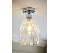 ValueLights | Cheltenham Polished Chrome Clear Ribbed Glass Dome Flush Ceiling Light | Ceiling Lights, Home Décor & Improvement Essential