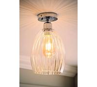 ValueLights | Cheltenham Polished Chrome Clear Ribbed Glass Dome Flush Ceiling Light with Bulb | Ceiling Lights, Home Décor & Improvement Essential