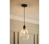 ValueLights | Cheltenham Matte Black Clear Ribbed Glass Dome Pendant Ceiling Light | Ceiling Lights, Home Décor & Improvement Essential