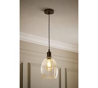 Valuelights Cheltenham Brushed Brass Ceiling Pendant Light With Ribbed Shade