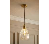 ValueLights | Cheltenham Brushed Gold Clear Ribbed Glass Dome Pendant Ceiling Light | Ceiling Lights, Home Décor & Improvement Essential | Mains Wired