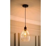 ValueLights | Cheltenham Matte Black Clear Ribbed Glass Dome Pendant Ceiling Light with Bulb | Ceiling Lights, Home Décor & Improvement Essential