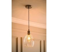 ValueLights | Cheltenham Brushed Chrome Clear Ribbed Glass Dome Pendant Ceiling Light with Bulb | Ceiling Lights, Home Décor & Improvement Essential
