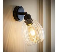 ValueLights | Cheltenham Matte Black Ribbed Glass Dome Adjustable Spotlight Wall Light | Wall Lights, Home Décor & Improvement Essential
