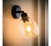 Valuelights Cheltenham Matte Black Adjustable Wall Spotlight With Ribbed Shade And Bulb