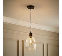 Valuelights Cheltenham Matte Black Ceiling Pendant Light With Ribbed Shade