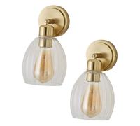 ValueLights | Cheltenham Pair of Brushed Gold Ribbed Glass Dome Spotlight Wall Lights | Wall Lights, Home Décor & Improvement Essential