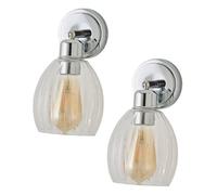ValueLights | Cheltenham Pair of Chrome Ribbed Glass Dome Spotlight Wall Lights | Wall Lights, Home Décor & Improvement Essential