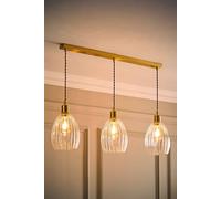ValueLights | Cheltenham Brushed Gold Ribbed Glass 3 Drop Bar Diner Ceiling Light with Bulbs | Ceiling Lights, Home Décor & Improvement Essential
