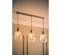 ValueLights | Cheltenham Brushed Chrome Ribbed Glass 3 Drop Bar Diner Ceiling Light and Bulbs | Ceiling Lights, Home Décor & Improvement Essential