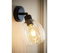 ValueLights | Cheltenham Matte Black Ribbed Glass Dome Adjustable Spotlight Wall Light | Wall Lights, Home Décor & Improvement Essential