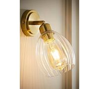Valuelights Cheltenham Brushed Gold Adjustable Wall Spotlight With Ribbed Shade