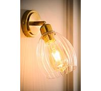 Valuelights Cheltenham Ribbed Glass Dome Adjustable Spotlight Wall Light With Bulb In Gold Gold One Size